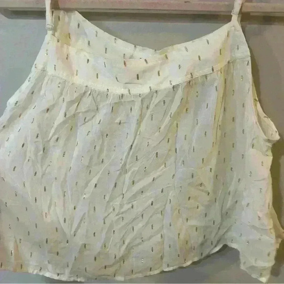 NWT Aerie White Gold Sparkle Cropped Adjustable Spaghetti Strap Tank Top Large - Picture 4 of 7